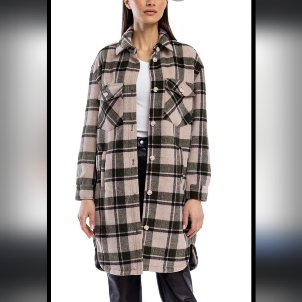 Blank NYC Plaid Jacket in Black and Cream